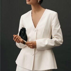 Anthropologie Mare Mare Cream Peplum Blazer